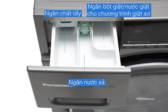 Máy giặt Panasonic Inverter 8 Kg NA-128VX6LV2 Màu Xám