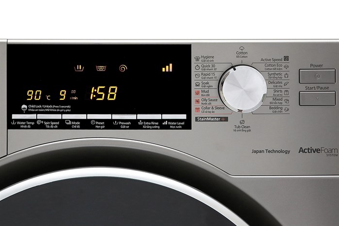 Máy giặt Panasonic Inverter 8 Kg NA-128VX6LV2 Màu Xám