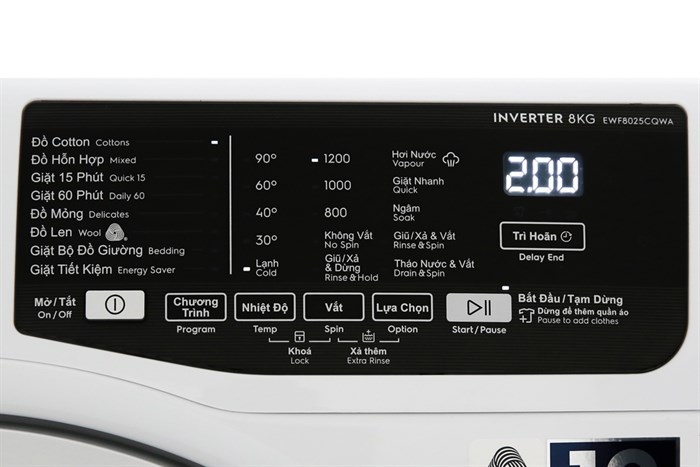 Máy giặt Electrolux Inverter 8 kg EWF8025CQWA Màu Trắng