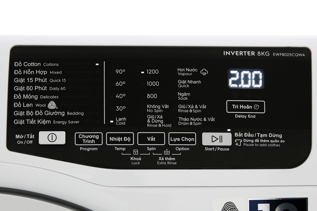 Máy giặt Electrolux Inverter 8 kg EWF8025CQWA chính hãng