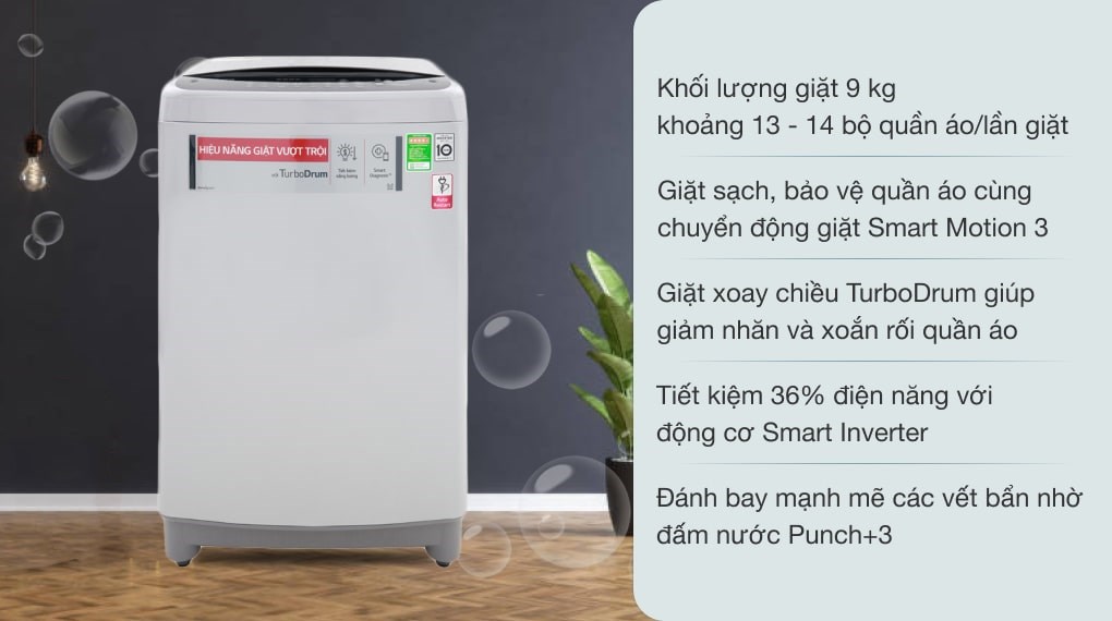 Máy giặt LG Inverter 9 Kg T2309VS2M
