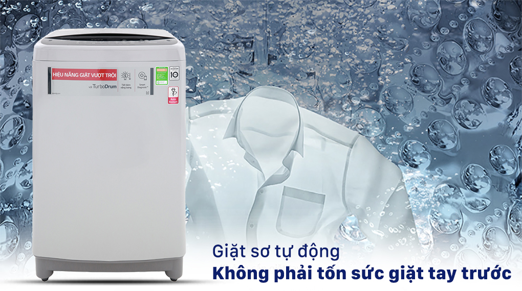 Máy giặt LG Inverter 9 Kg T2309VS2M - Chế độ giặt sơ, không cần giặt tay trước