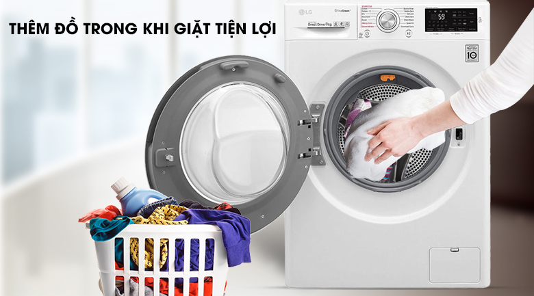 Thêm đồ giặt - Máy giặt LG Inverter 8 Kg FC1408S4W3