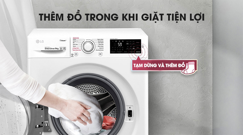 Dễ dàng thêm quần áo - Máy giặt LG Inverter 9 kg FC1409S3W1