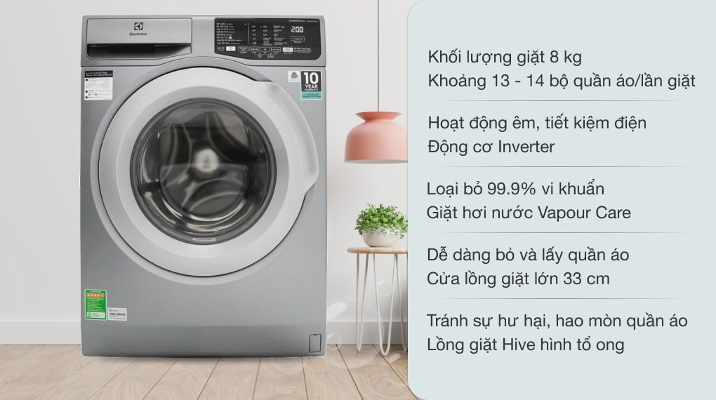 Máy giặt Electrolux EWF8025DGWA inverter 8 kg - Thế giới máy giặt