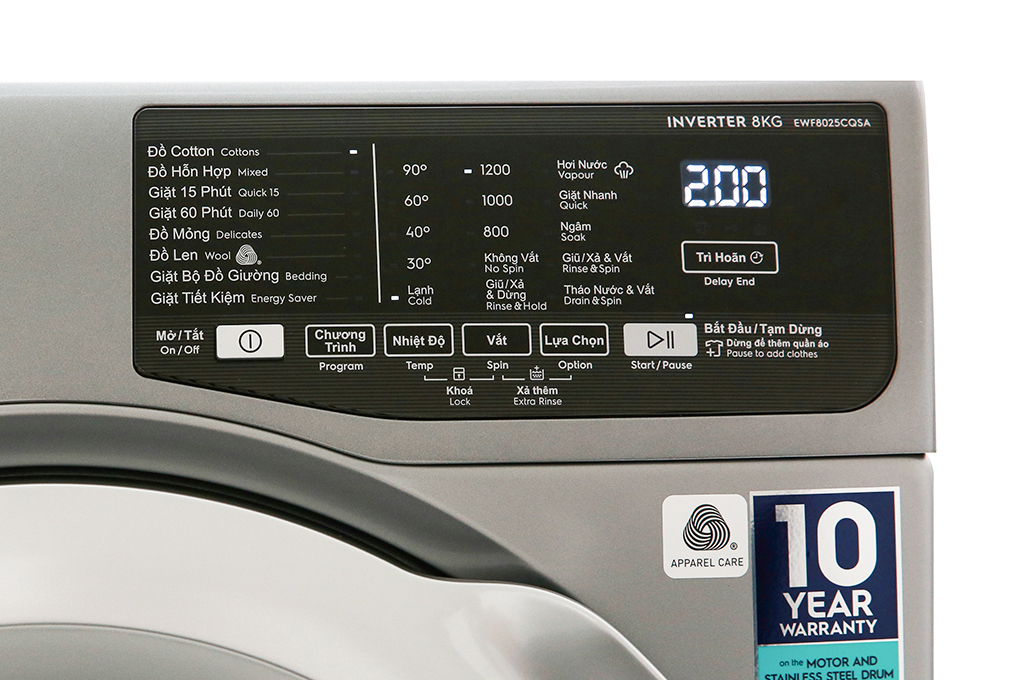 Bán máy giặt Electrolux Inverter 8 kg EWF8025CQSA