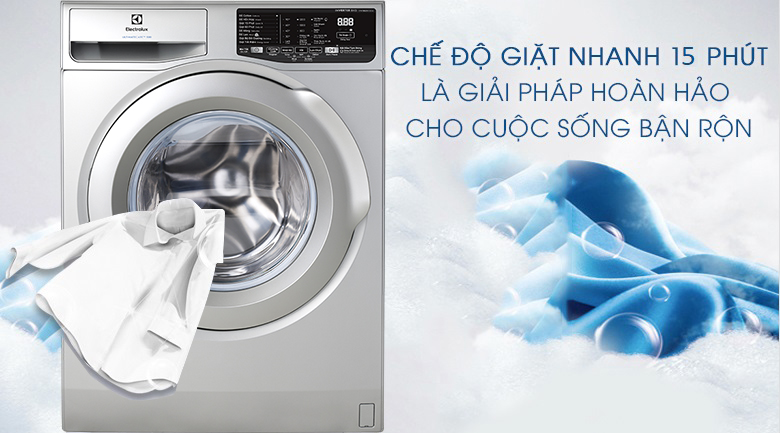 Giặt nhanh 15 phút - Máy giặt Electrolux Inverter 8 kg EWF8025CQSA Giặt nhanh 15 phút - Máy giặt Electrolux Inverter 8 kg EWF8025CQSA