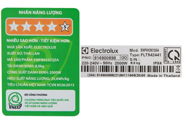 Máy giặt Electrolux Inverter 8 kg EWF8025CQSA Màu Xám