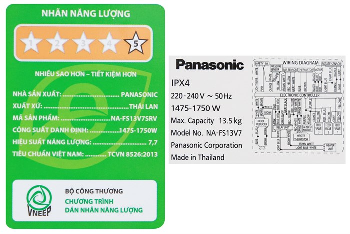 Máy giặt Panasonic Inverter 13.5 Kg NA-FS13V7SRV Màu Xám