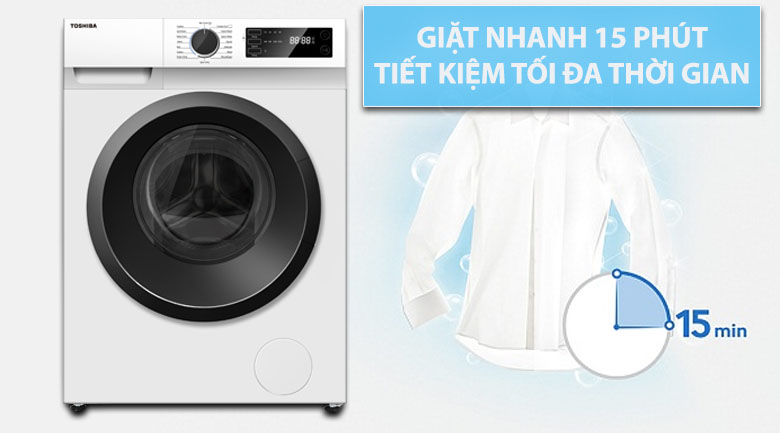 Giặt nhanh 15 phút - Máy giặt Toshiba Inverter 7.5 Kg TW-BH85S2V WK