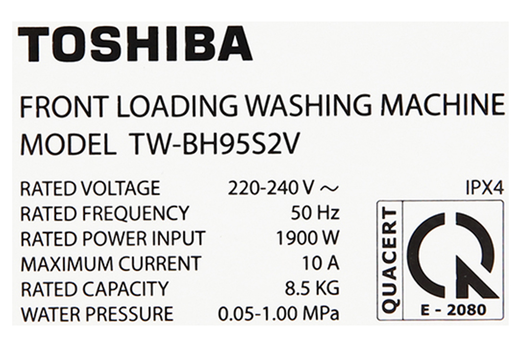 Máy giặt Toshiba Inverter 8.5 Kg TW-BH95S2V WK Màu Trắng
