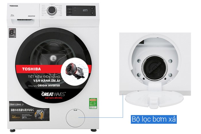 Máy giặt Toshiba Inverter 8.5 Kg TW-BH95S2V WK Màu Trắng