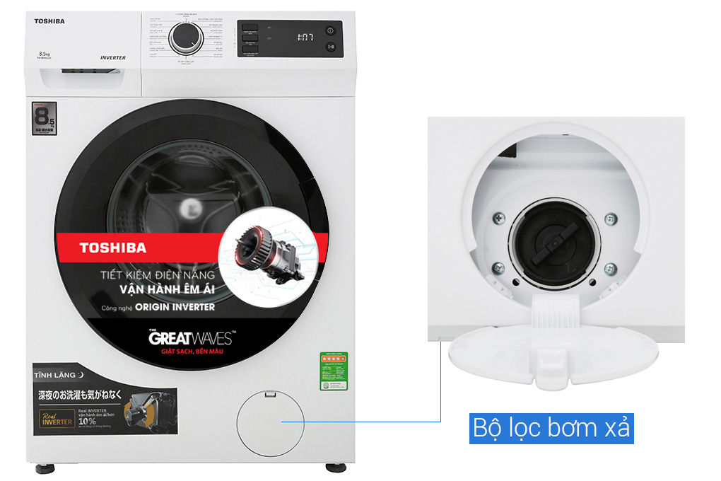 Máy giặt Toshiba Inverter 8.5 Kg TW-BH95S2V WK Màu Trắng