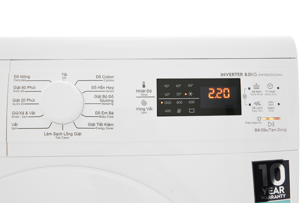 Máy giặt Electrolux Inverter 8 Kg EWF8025DGWA Màu Trắng