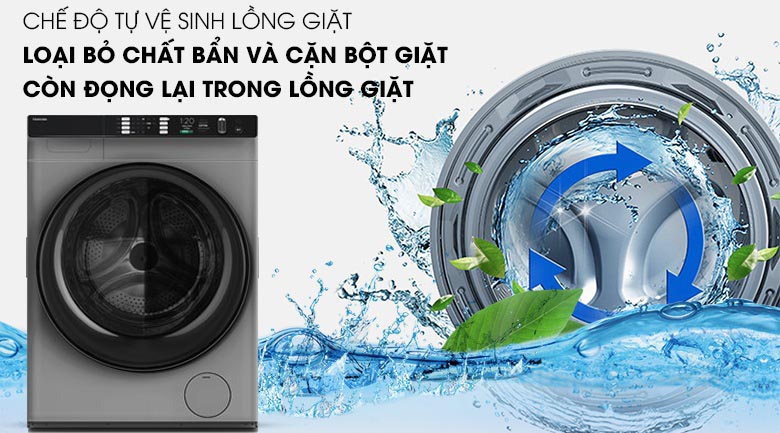 Vệ sinh lồng giặt tự động - Máy giặt Toshiba Inverter 10.5 Kg TW-BH115W4V (SK)