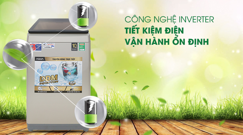 Công nghệ Inverter - Máy giặt Aqua Inverter 9 Kg AQW-D