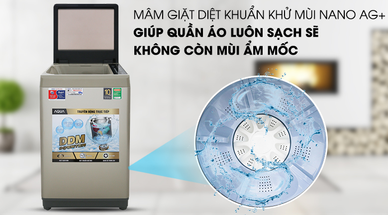 Mâm giặt Nano Ag+ - Máy giặt Aqua Inverter 9 Kg AQW-DW90CT N