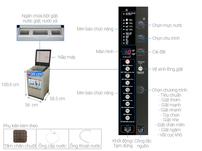 Máy giặt Aqua 9 Kg AQW-U91CT N