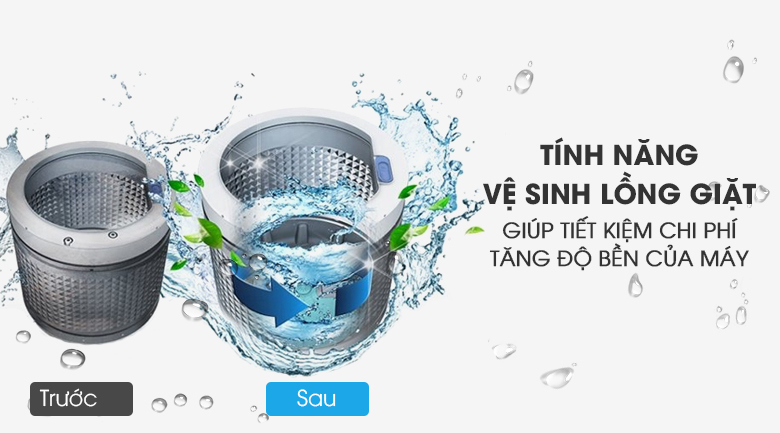 Vệ sinh lồng giặt tự động - Máy giặt Aqua 9 Kg AQW-S90CT H2