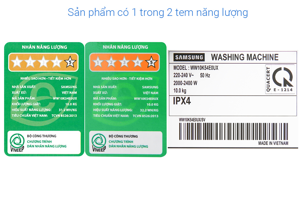 Máy giặt Samsung Addwash Inverter 10 kg WW10K54E0UX/SV Màu Đen
