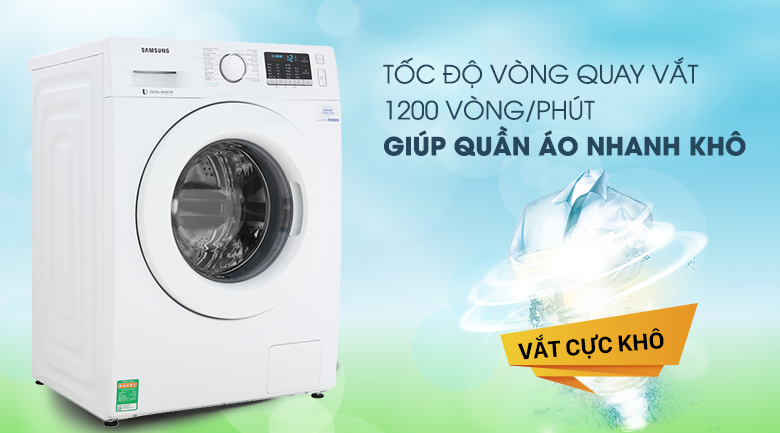 Vắt cực khô - Máy giặt Samsung Inverter 8 kg WW80J52G0KW/SV