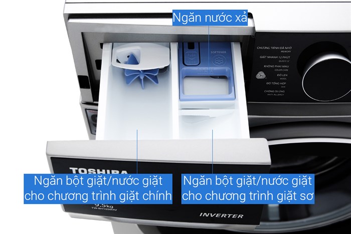 Máy giặt Toshiba Inverter 9.5 kg TW-BH105M4V SK Màu Đen - Xám