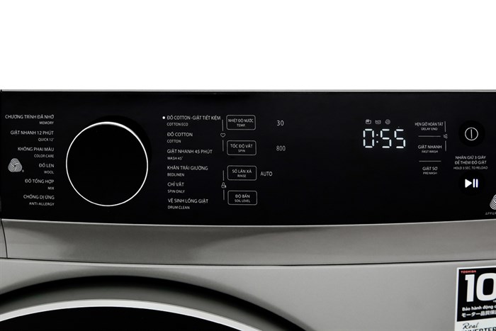 Máy giặt Toshiba Inverter 9.5 kg TW-BH105M4V SK Màu Đen - Xám
