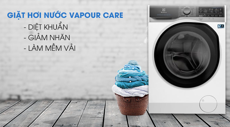Công nghệ giặt hơi nước Vapour Care - Máy giặt sấy Electrolux Inverter 11 kg EWW1141AEWA
