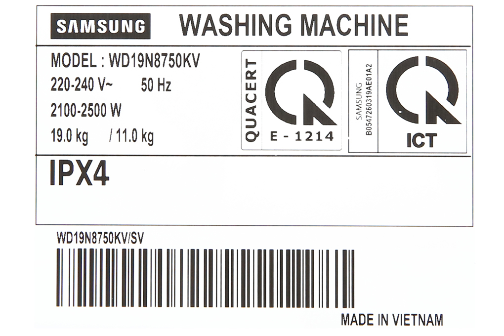 Máy giặt sấy Samsung Add Wash Inverter 19 kg WD19N8750KV/SV - 10