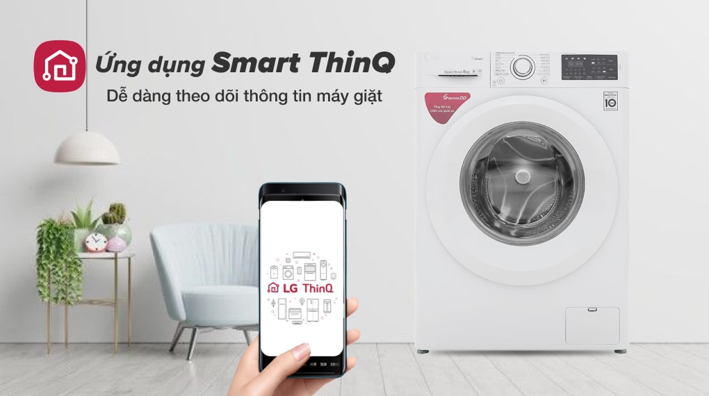 Máy giặt LG Inverter 8 kg FC1408S5W - Ứng dụng Smart ThinQ