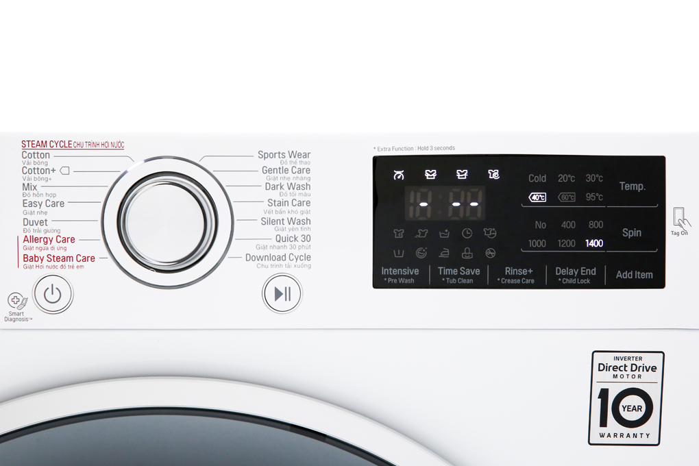 Máy giặt LG Inverter 9 kg FC1409S4W Màu Trắng