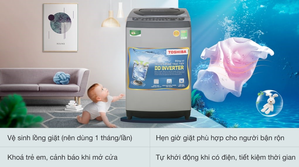 Máy giặt Toshiba Inverter 9 Kg AW-DJ1000CV SK