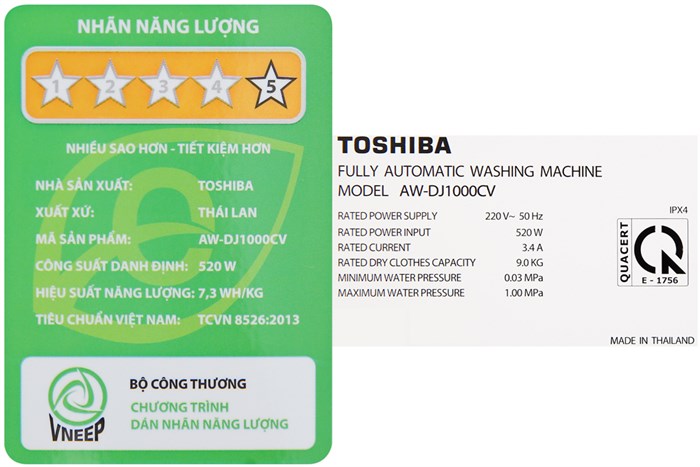 Máy giặt Toshiba Inverter 9 Kg AW-DJ1000CV SK Màu Xám