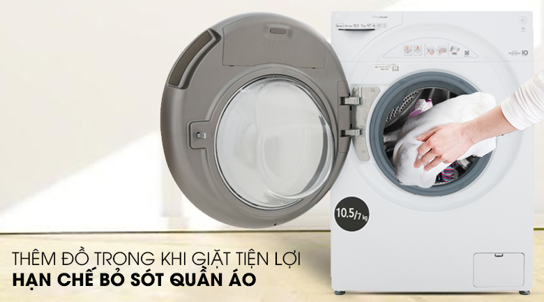 Máy giặt sấy LG Inverter 10.5 kg FG1405H3W - Thêm đồ trong khi giặt