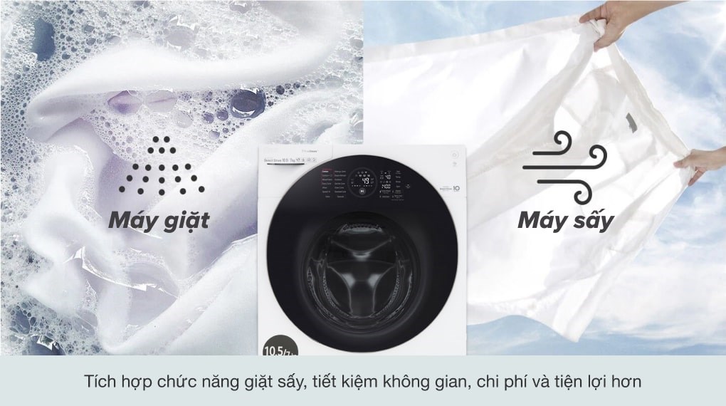 Máy giặt sấy LG Inverter giặt 10.5 kg - sấy 7 kg FG1405H3W1