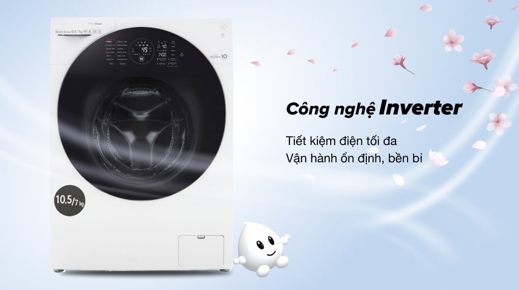 Máy giặt sấy LG Inverter giặt 10.5 kg - sấy 7 kg FG1405H3W1