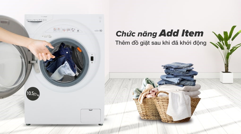 Máy giặt sấy LG Inverter giặt 10.5 kg - sấy 7 kg FG1405H3W1