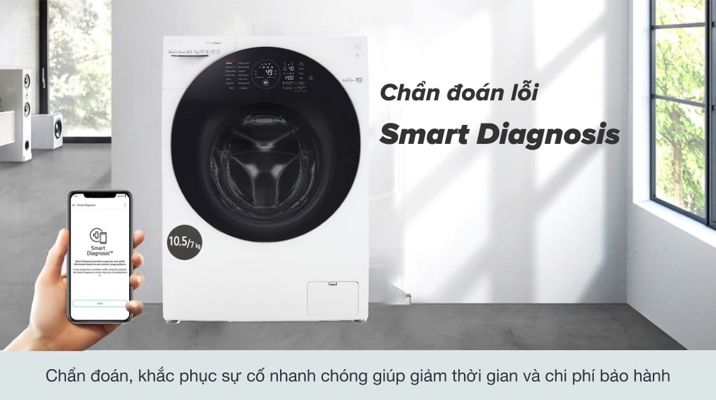 Máy giặt sấy LG Inverter giặt 10.5 kg - sấy 7 kg FG1405H3W1