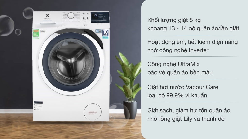 Máy giặt Electrolux Inverter 8 kg EWF8024BDWA