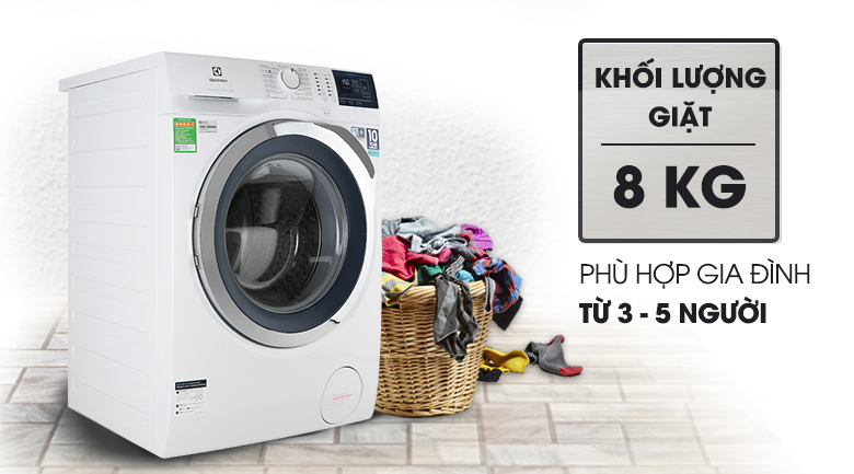 Khối lượng giặt 8 KG - Máy giặt Electrolux Inverter 8 kg EWF8024BDWA