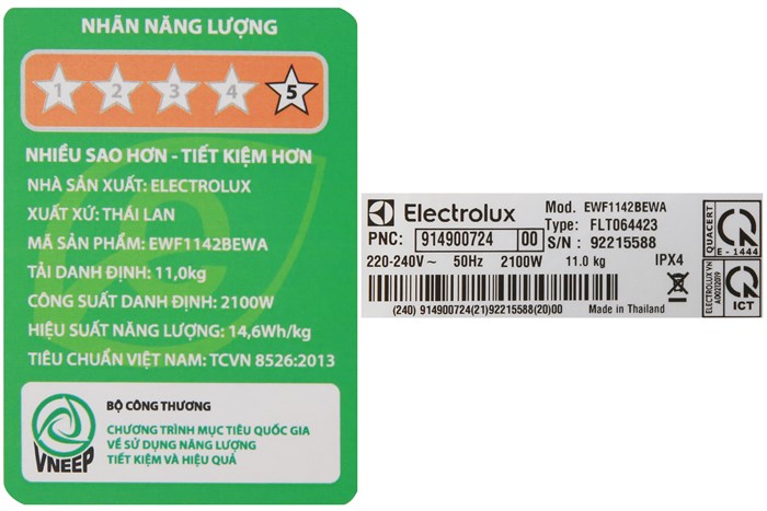 Máy giặt Electrolux Inverter 11 kg EWF1142BEWA Màu Trắng