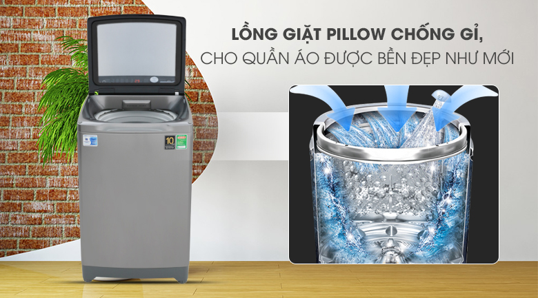 Lồng giặt Pillow - Máy giặt Aqua Inverter 10 Kg AQW-DR100ET S
