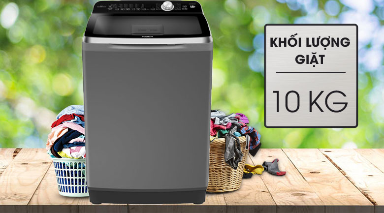 Khối lượng giặt 10 kí - Máy giặt Aqua Inverter 10 Kg AQW-DR100ET S