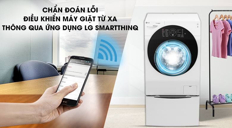 Sử dụng Smartphone để điều khiển từ xa, chẩn đoán lỗi - Máy giặt sấy LG TWINWash Inverter 10.5 kg FG1405H3W1 & TG2402NTWW