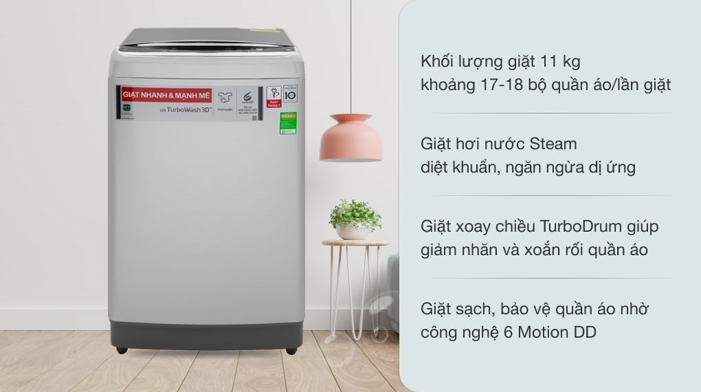 Máy giặt LG Inverter 11 kg TH2111SSAL, giá rẻ, chính hãng