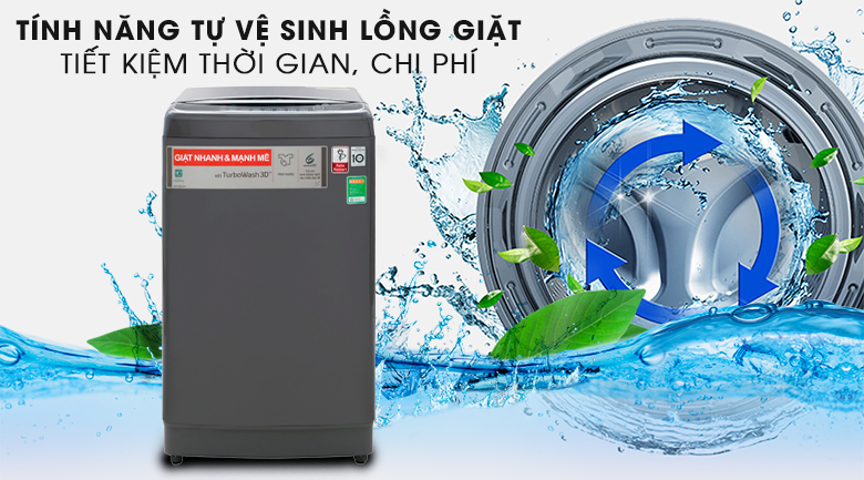 CN_Vệ sinh lồng giặt tự động - Máy giặt LG Inverter 13 kg TH2113SSAK