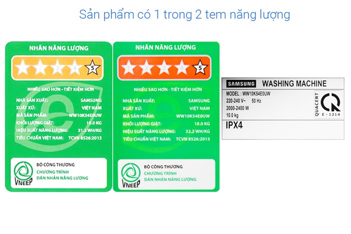 Máy giặt Samsung Addwash Inverter 10 kg WW10K54E0UW/SV Màu Trắng