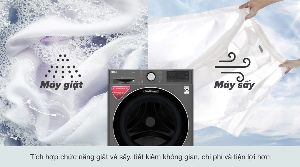Máy giặt sấy LG Inverter giặt 10.5 kg - sấy 7 kg FV1450H2B