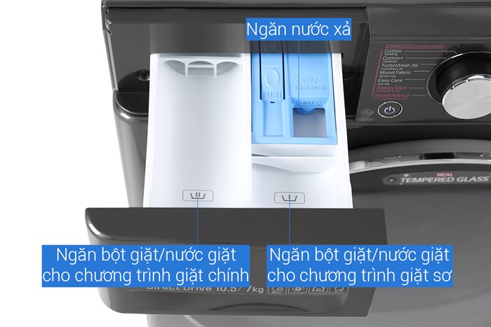 Máy giặt sấy LG Inverter giặt 10.5 kg - sấy 7 kg FV1450H2B Màu Đen