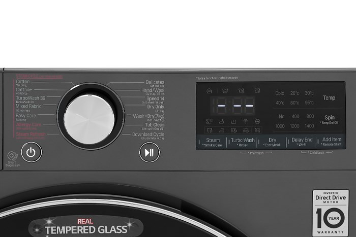 Máy giặt sấy LG Inverter giặt 10.5 kg - sấy 7 kg FV1450H2B Màu Đen